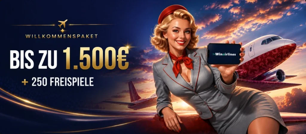 WinAirlines Casino App: bis 1.500 € + 250 Freispiele